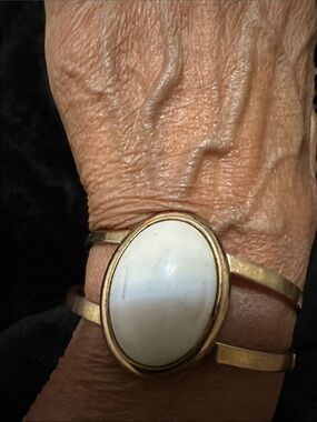 Gold-Tone AVON  White Stone Cuff Bracelet - Women's Jewelry Adjustable